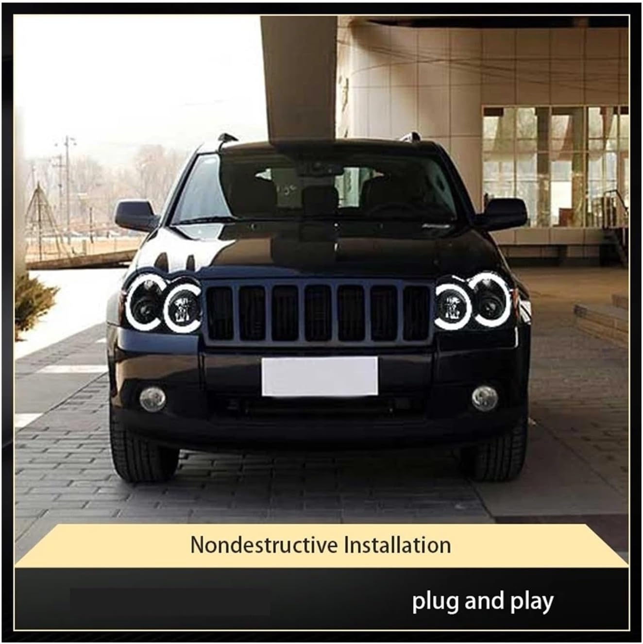 Powerful Headlights For Cars Compatible For Jeep Grand Cherokee 2005-2008 Front Lamp Upgrade Projector Lens DRL LED Turn Signal Car Accessories(High and low beam)