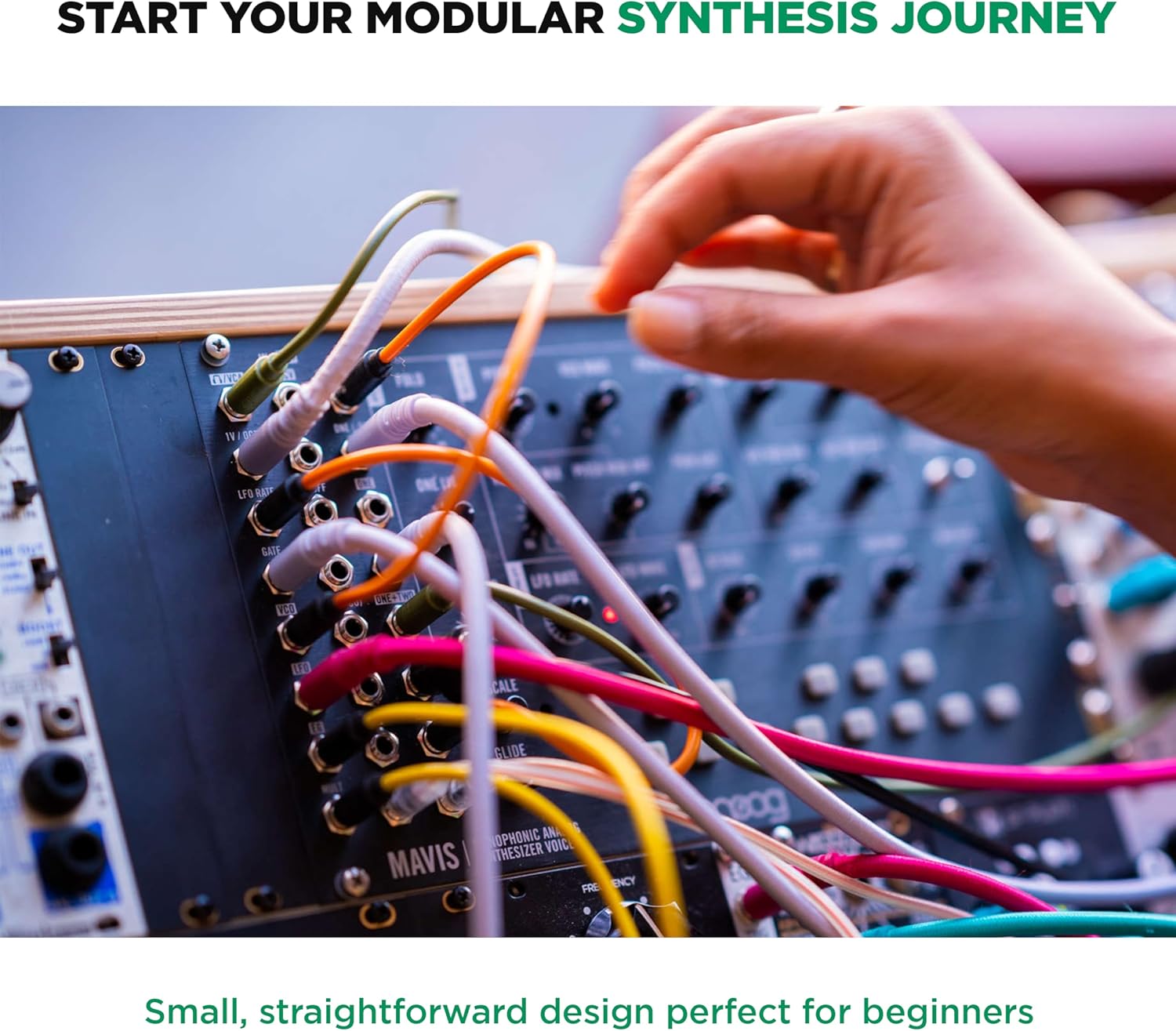 MOOG Mavis - Standalone Semi-Modular Analog Synthesizer Kit with Keyboard; Analog Oscillator, Filter, Envelope Generator; Wavefolder; and Dust Cover
