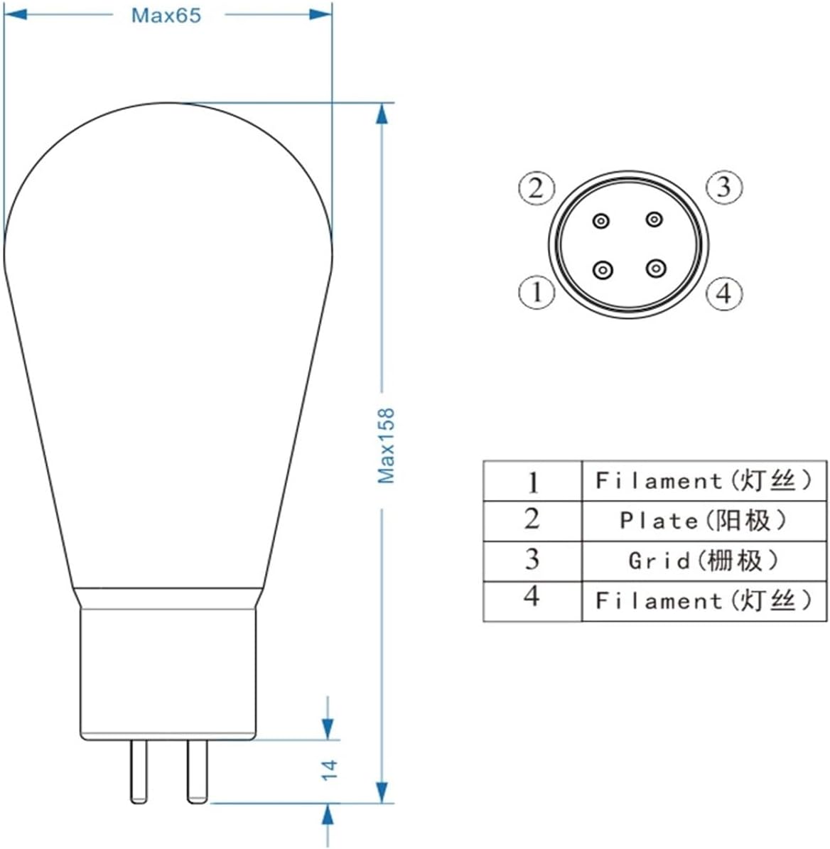 Vacuum Tube Rectifier 300B-N Vacuum Tube Replaces WE300B E-300B 300B-TII A300B 300B Electron Tube for Audio amplifiers(2pcs)
