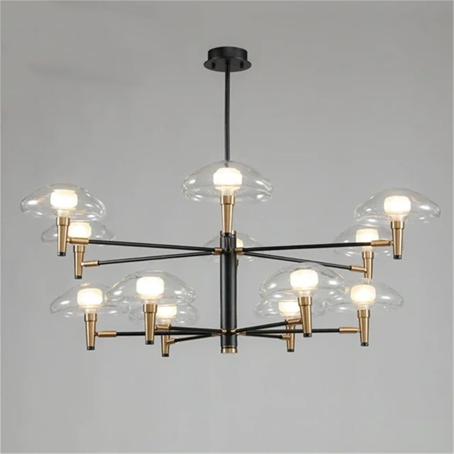 Multiple Heads Black Gold Jellyfish Chandelier for Living Dining Room Bedroom Kitchen Wrought Iron Glass Decoration Lighting,for Decoration