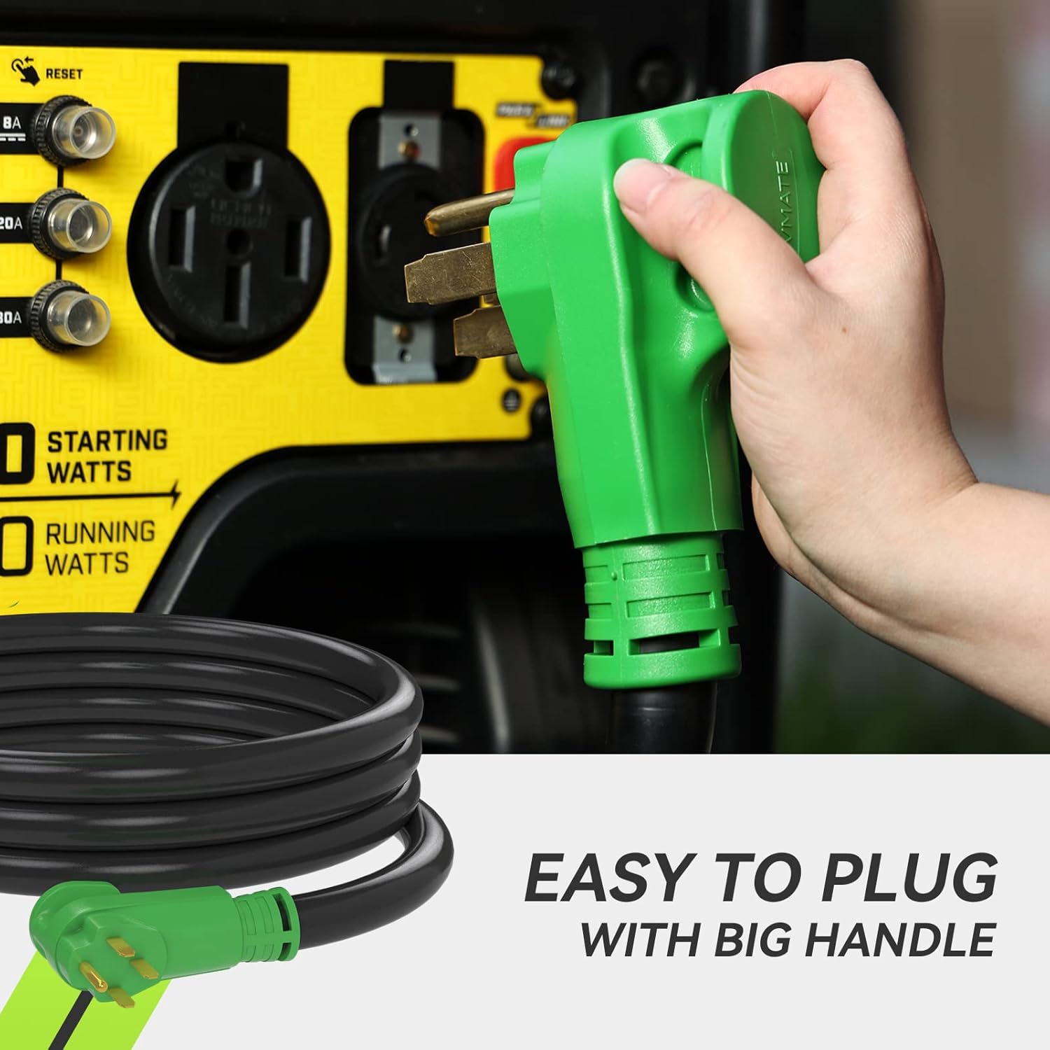 RVMATE 50 Amp Generator Cord 15FT and Pre-Drilled 50Amp Power Inlet Box Kit, 125/250Volts, NEMA 14-50P to SS2-50R Power Cord, ETL Listed, NEMA SS2-50P Inlet Box Waterproof