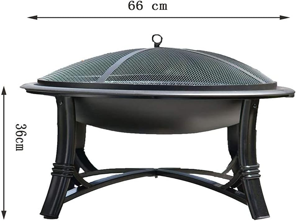 Wood Burning Pit, Grill Fire Pit Bowl, Large Firepit for Outside Round 26Inch with Spark Screen Cover for Camping, Outdoor Heating