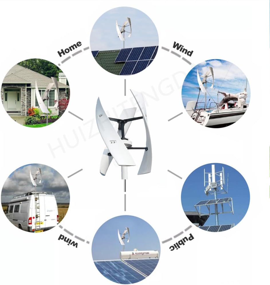 5000W-8000W Vertical Maglev Wind Generator,12V-220V Low Noise 3 Blades Vertical Axis Wind Turbine Kit for Home Wind Turbine(with Hybrid Controller)