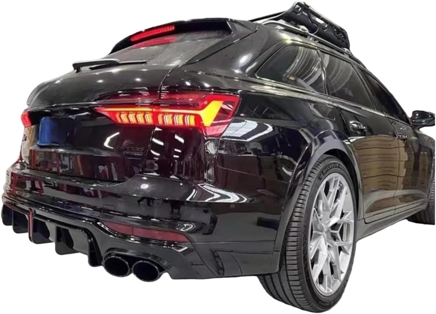 Rear Lip Spoiler&Exhause Compatible for Audi A6 C8 S6 Allroad A6avant 2019-2024 Bumper Diffuser Car Modification Accessories