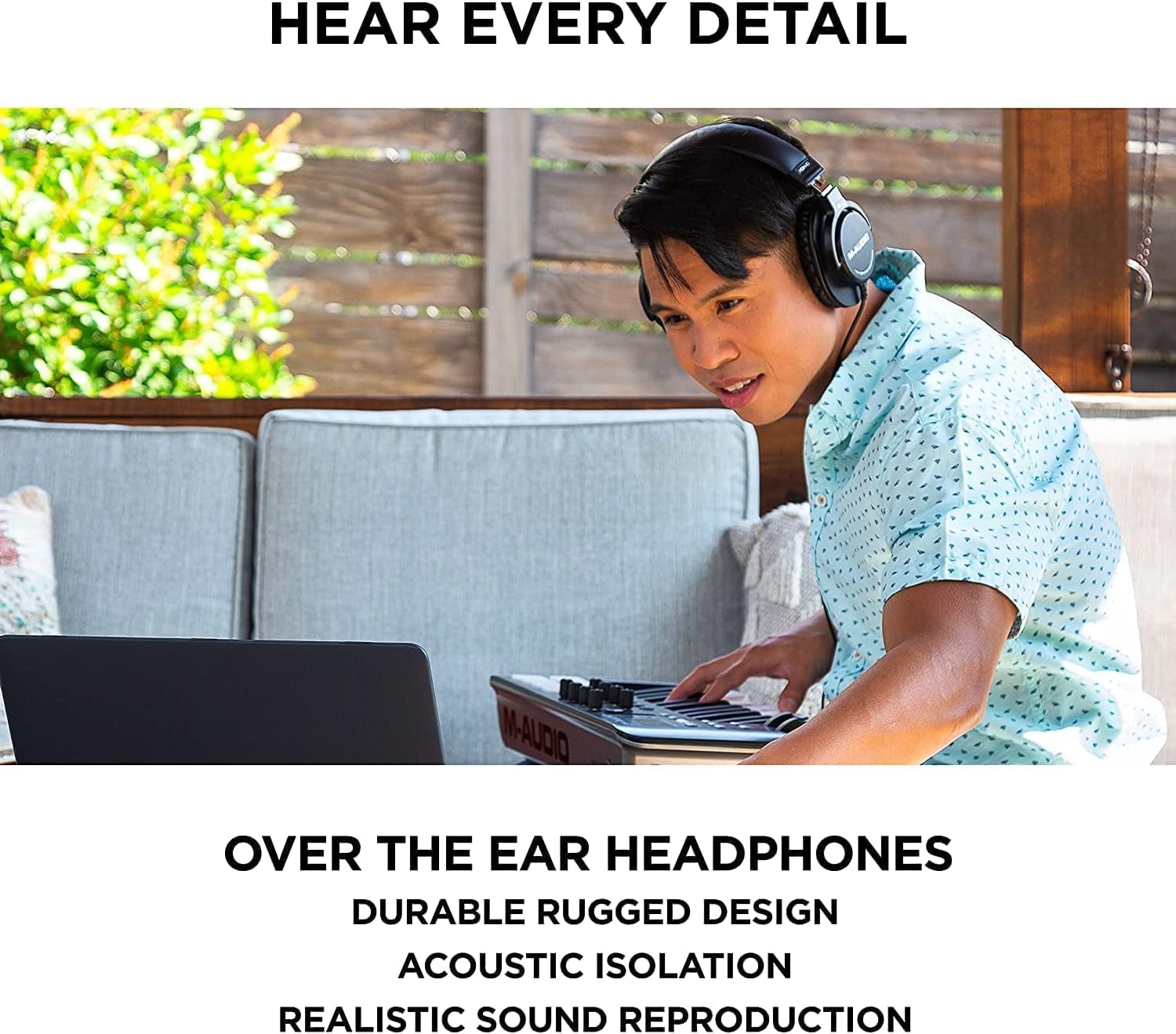 MIDI Controller Bundle - 49 Key USB MIDI Keyboard with Beat Pads, Studio Headphones and Production Software - M-Audio Oxygen 49 MKV and HDH40