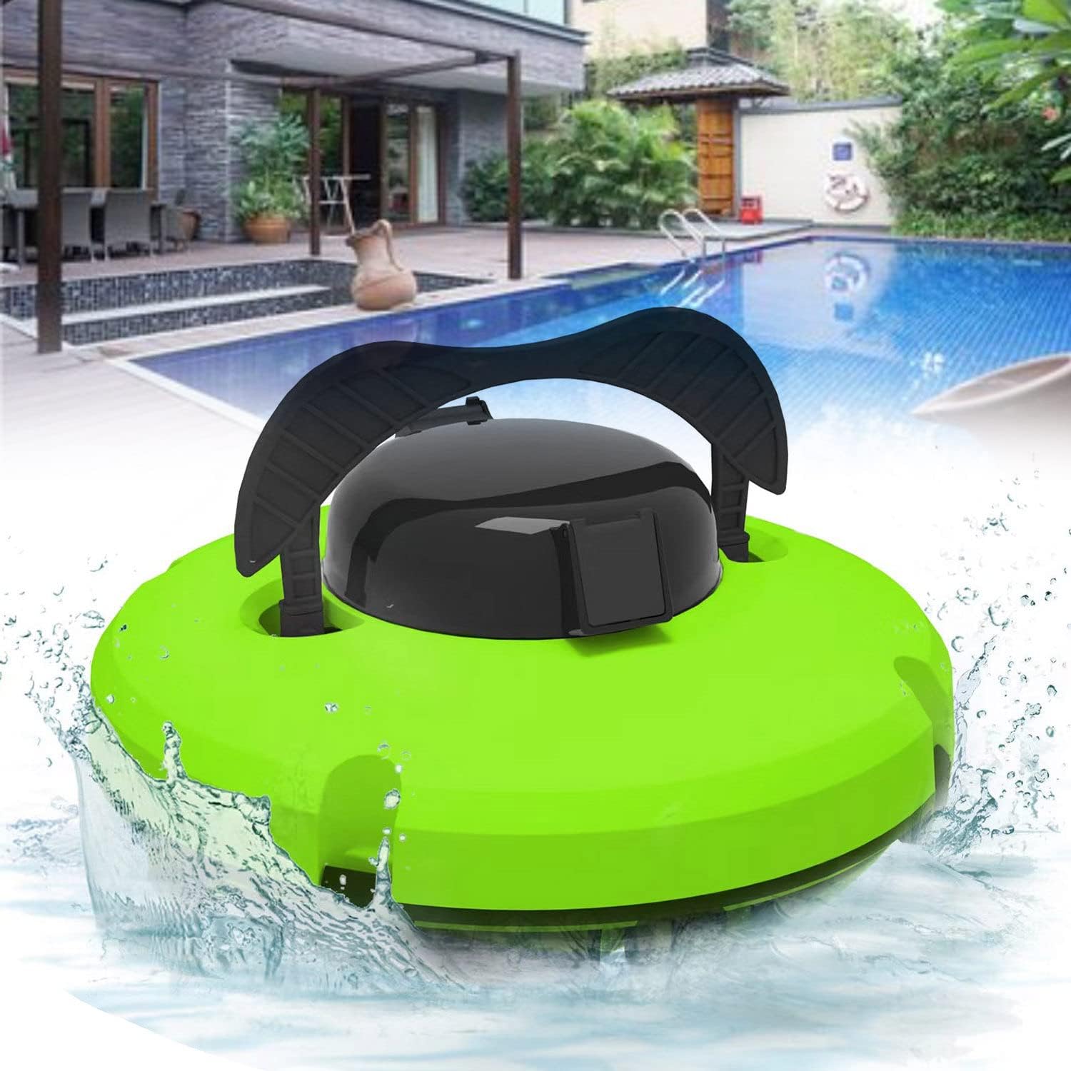Cordless Robotic Pool Cleaner, Swimming Pool Cleaner Robot Smart Vacuum Cleaner, Dual-Motor, Self-Parking,5200mAh Battery 120 Mins Runtime,Green
