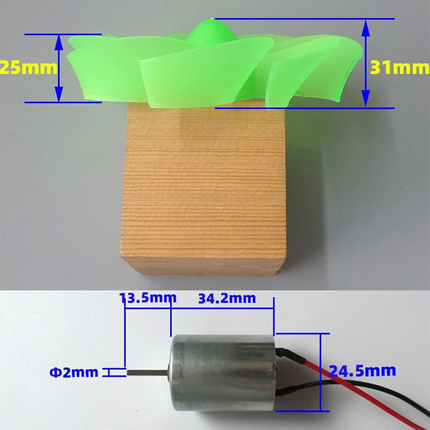 Mini Wind Turbine Motor Blade W/Bulb DIY Kit Power Alternative Energy Generator(2pcs)