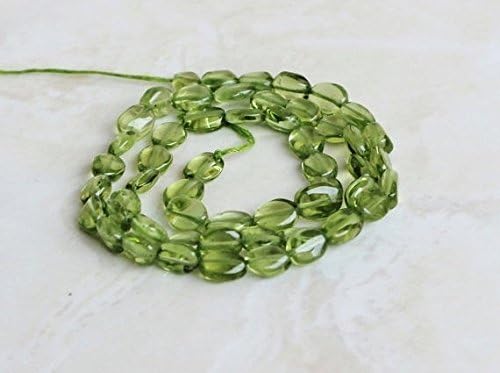 Peridot Gemstone Briolette Smooth Oval Nugget Center Drilled 5.5 to 6mm 28 beads