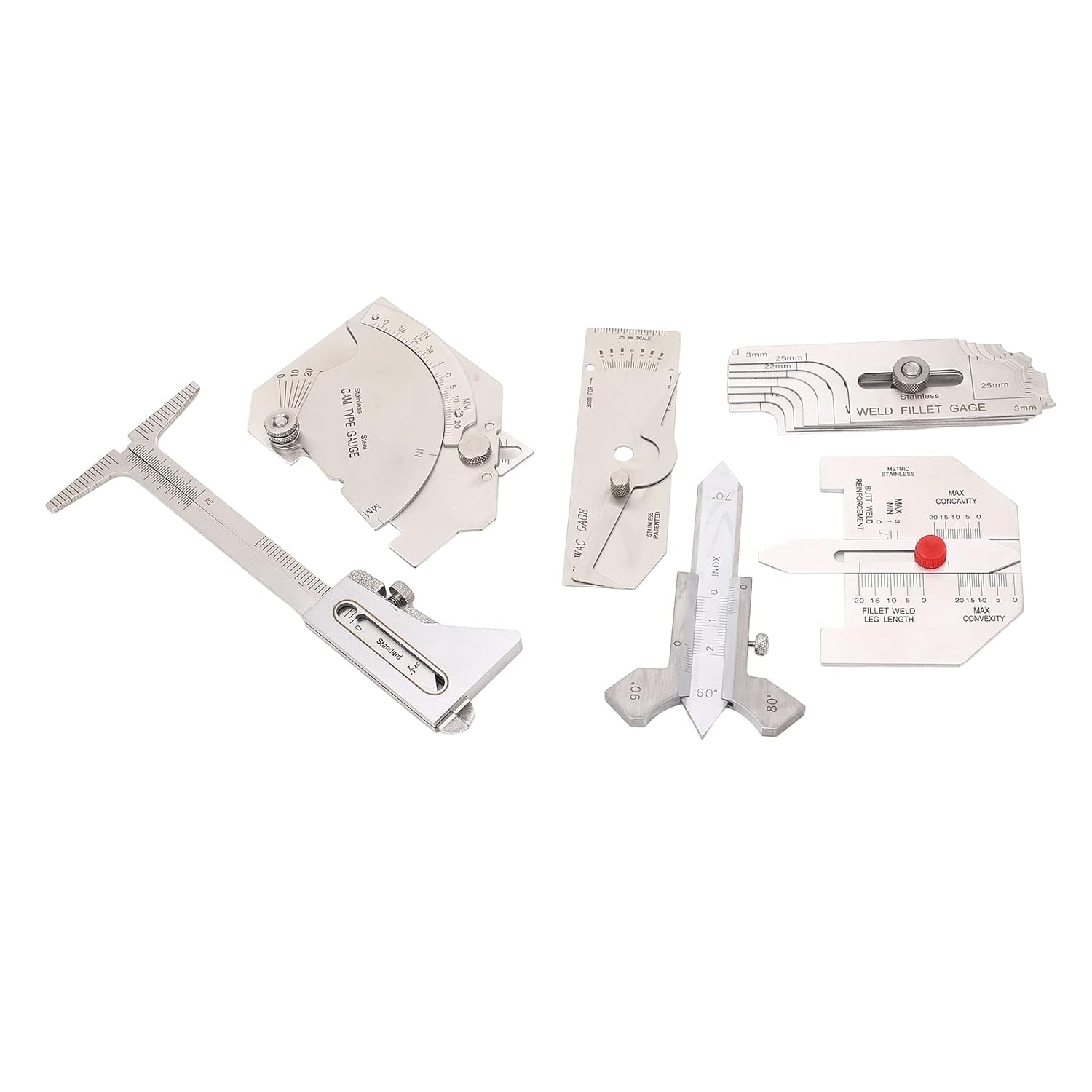 Pssopp Other Welding Equipment and Accessories Set, Stainless Steel Metric Welding Inspection Fillet Hi Lo Inspection Measure Set with 5 Storage Bags and 1 Box for Undercuts