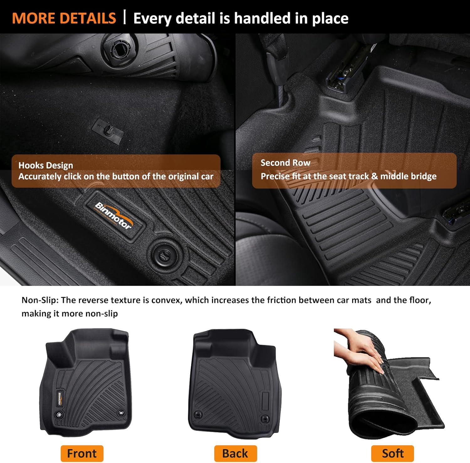 Binmotor-Floor Mats & Cargo Liner for Hyundai Elantra 2026 2025 2024 2023 2022 2021, All Weather Car Floor Mat for Elantra Accessories (Include Elantra N)