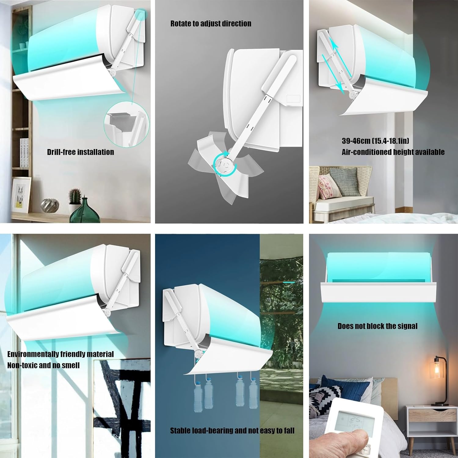 Adjustable Vent Deflectors, Portable Air Conditioners Air Vent Deflector Ceiling Outlet Wind Direction Telescopic, White