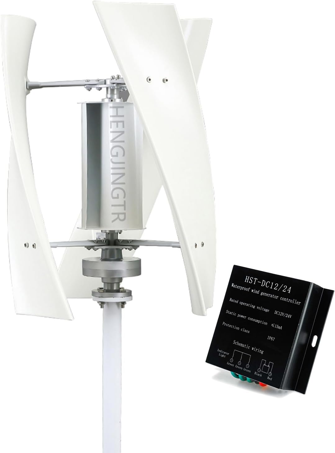 3000W Wind Turbine Generator, AC Output 12V 24V 48V 220V with 3 Blades Controller Wind Vertical Permanent Magnet Generator Kit for Hybrid Wind Solar