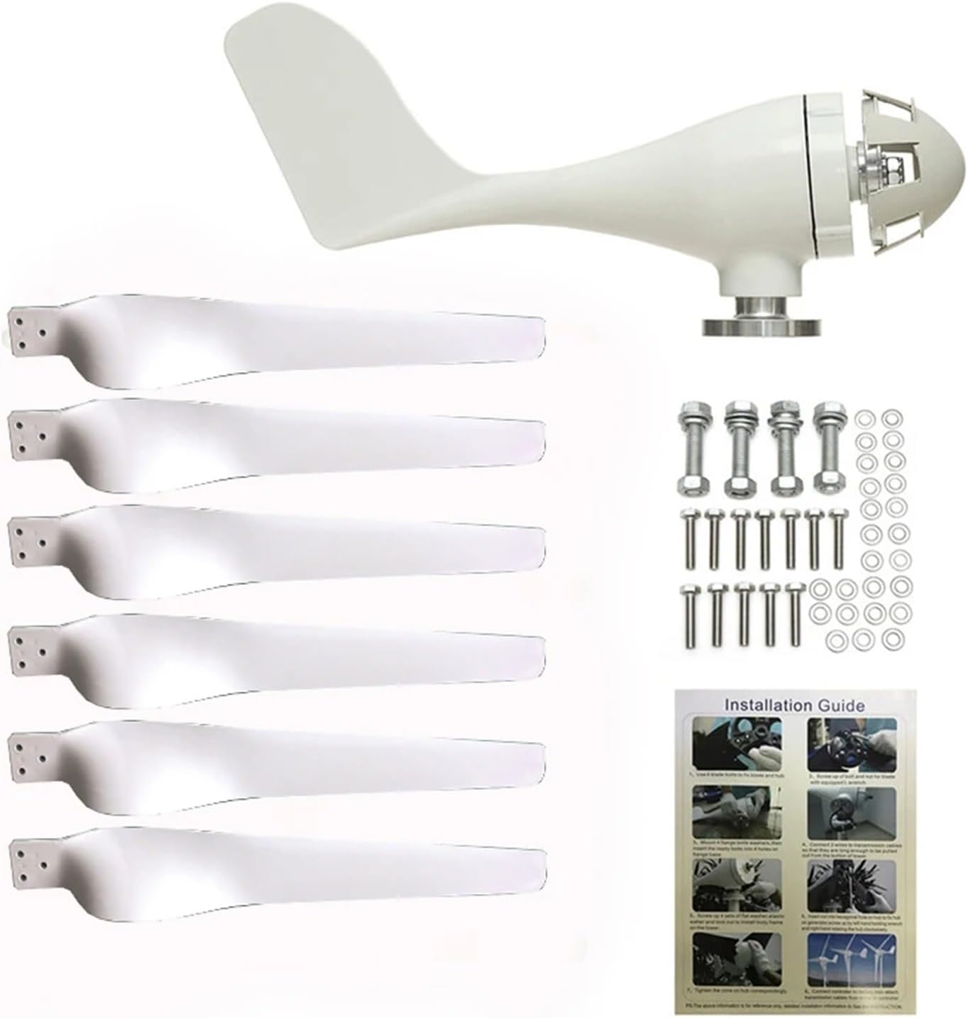 Wind Turbine Generator Kit, 1000W 12V 24V 48V Three Phase Free Energy Wind Turbine nerator for Home 1KW Horizontal Windmill Kit for Hybrid Solar Wind System(24V_1000W)