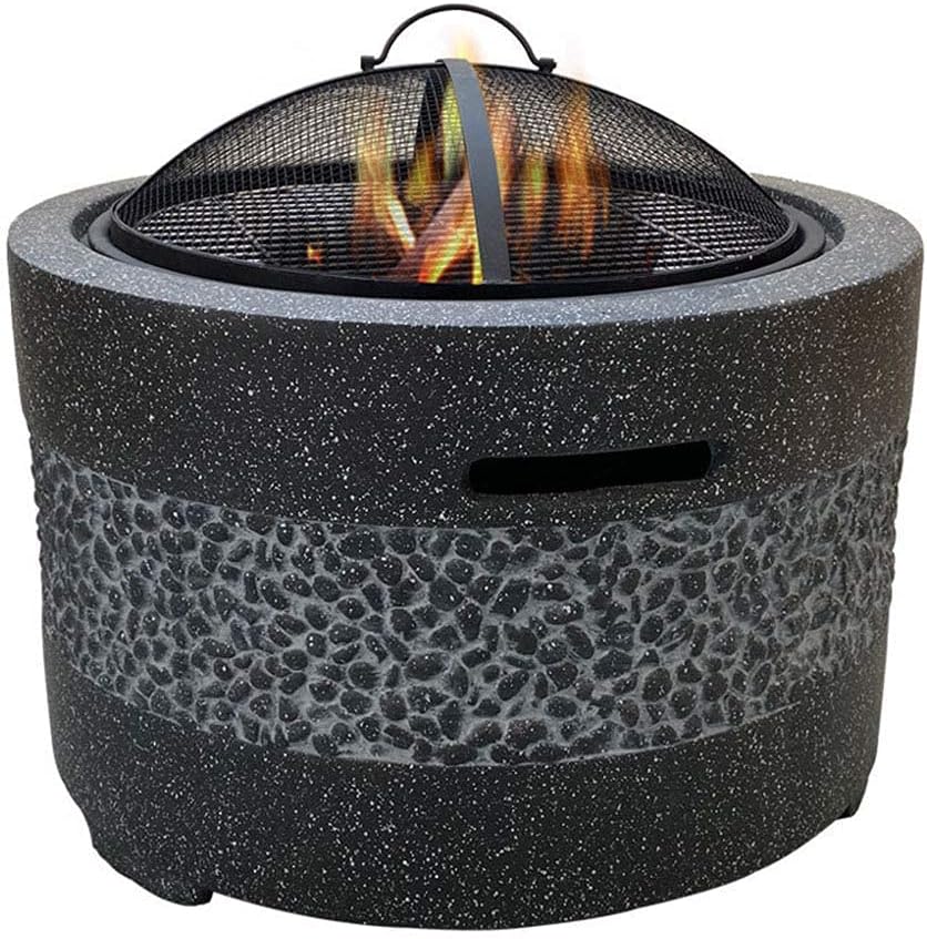 Small Firepit, Fire Pit with BBQ Grill Shelf, Firepit Garden Patio Heater/BBQ/Ice Pit Fashionable and Artistic Magnesium Oxide Base Used for Outdoor Garden Barbecue Camping