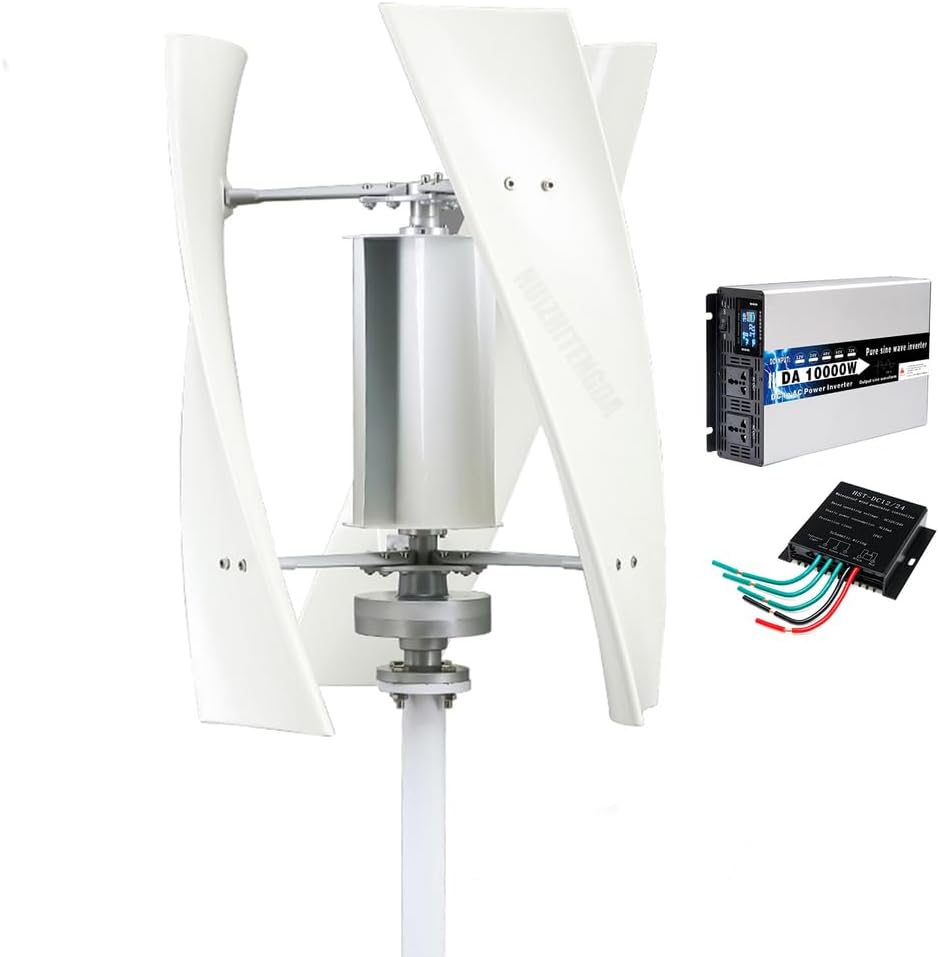 10000W Portable Noiseless Wind Turbine Generator Kit, Three-Phase AC 12V 24V 48V 220V Wind Power Turbine Generator Kit for Home Boats & Street Lighting (White),220v