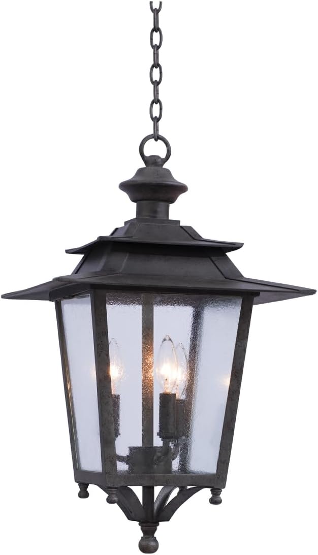 Kalco 404150AI Saddlebrook Outdoor Pendant, 3-Light 180 Total Watts, Aged Iron
