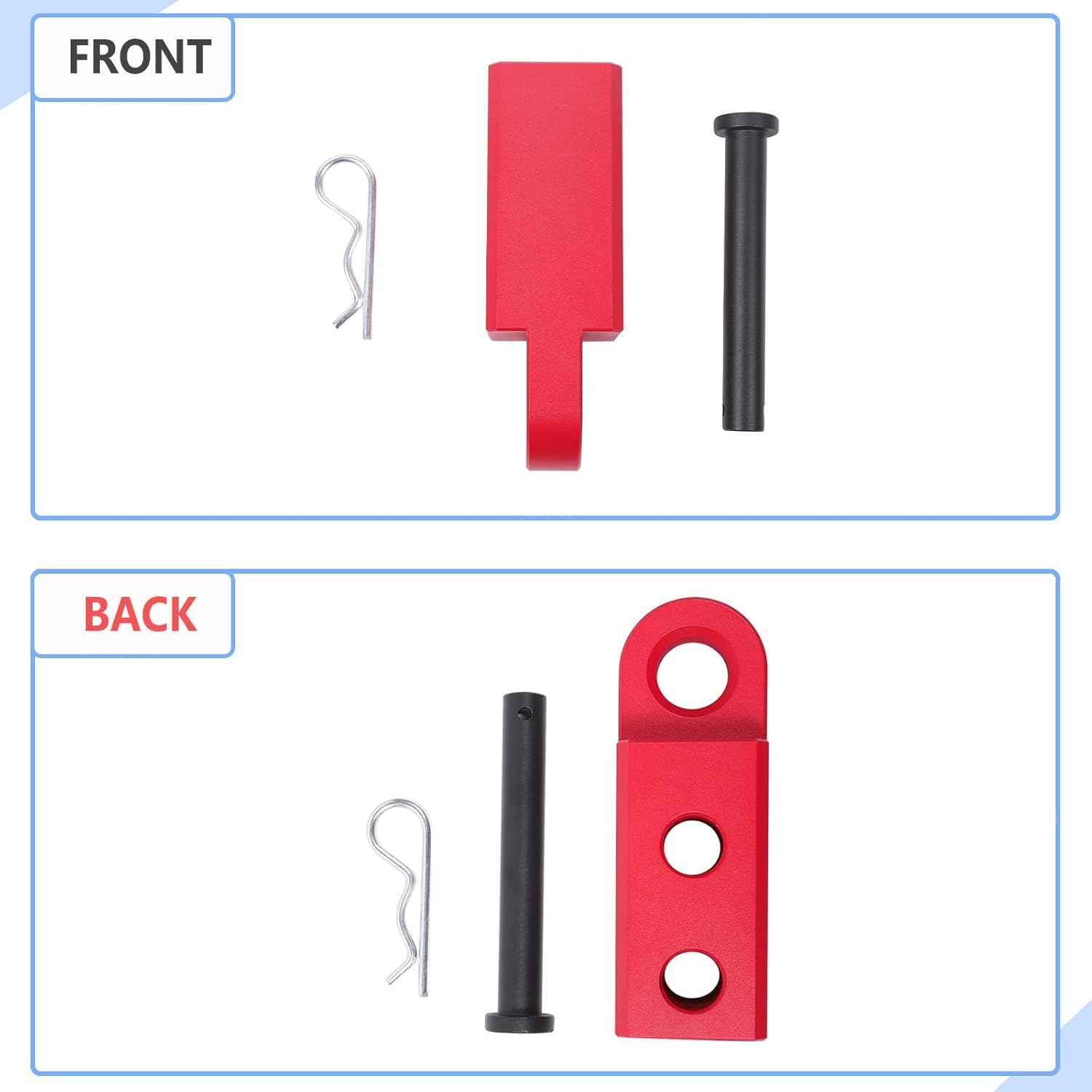 Aunginsy Tow Hitch Receiver Hook with Tightener Compatible with Toyota Tacoma 2016-2023 Accessories, Car Shackle Mount Trailer Hitch Lock Pin Heavy Duty Solid Recovery Towing Kit for Trucks, Red