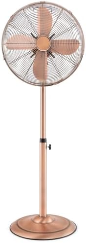 Tangkula 16-Inch Metal Pedestal Fan, Industrial Metal Standing Fan with Adjustable Height, 3 Speeds, 75° Oscillation & 20° Head Tilt, Floor Fan with Weighted Base for Living Room Office (Copper)
