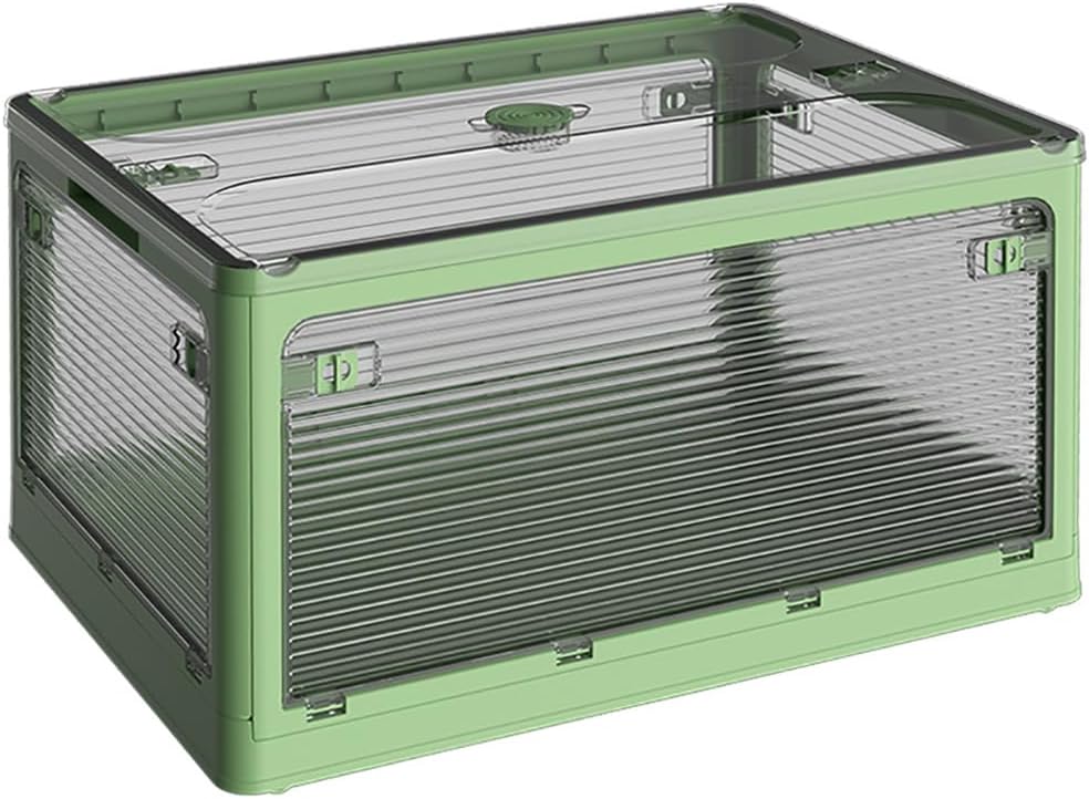 Clear Plastic Outdoor Storage Box, Folding Camping Picnic Cookware Food Organizer, Household Clothes Books Tableware Organizer - Stackable