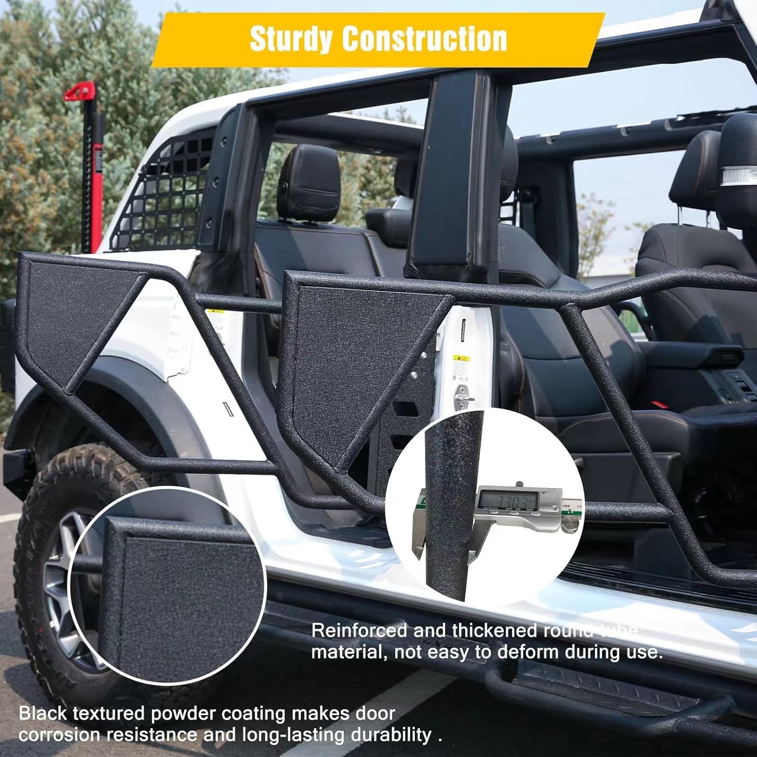 JROAD Bronco tube doors for Ford Bronco 2021 2022 2023 4 Door Accessories(Excluding Sport)，For Ford Bronco Off-Road Tubular Doors 4PCS