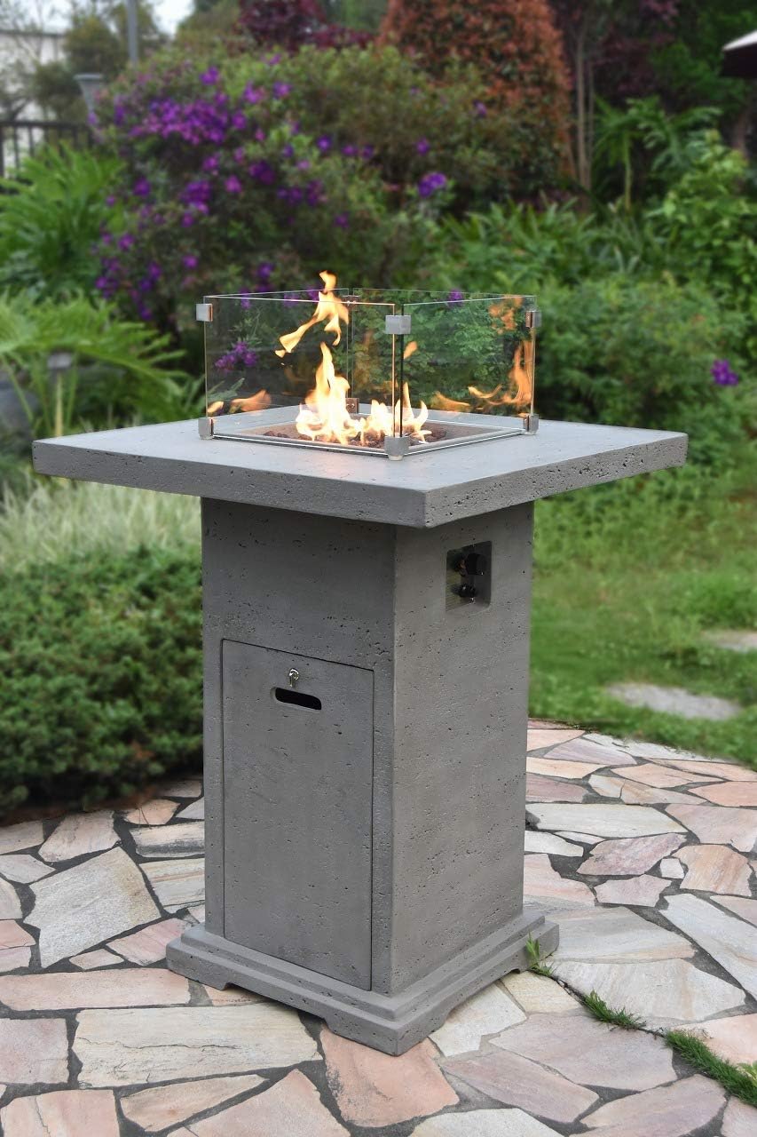 Elementi Fire Pit Outdoor Heating Bar Table H44” Montreal Bar OFG221 Propane Fire Table