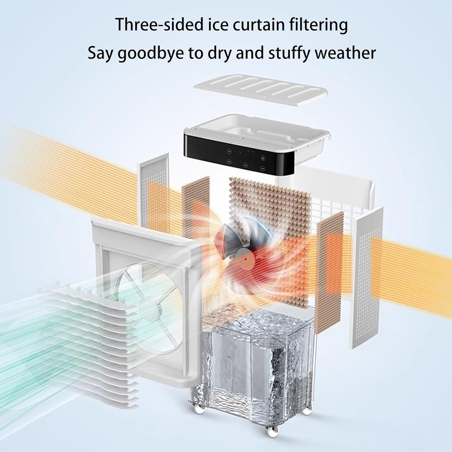 Windowless Air Conditioner, Evaporative Air Cooler with 3 Speeds and Large Water Tank, Portable Swamp Cooler for Room Office