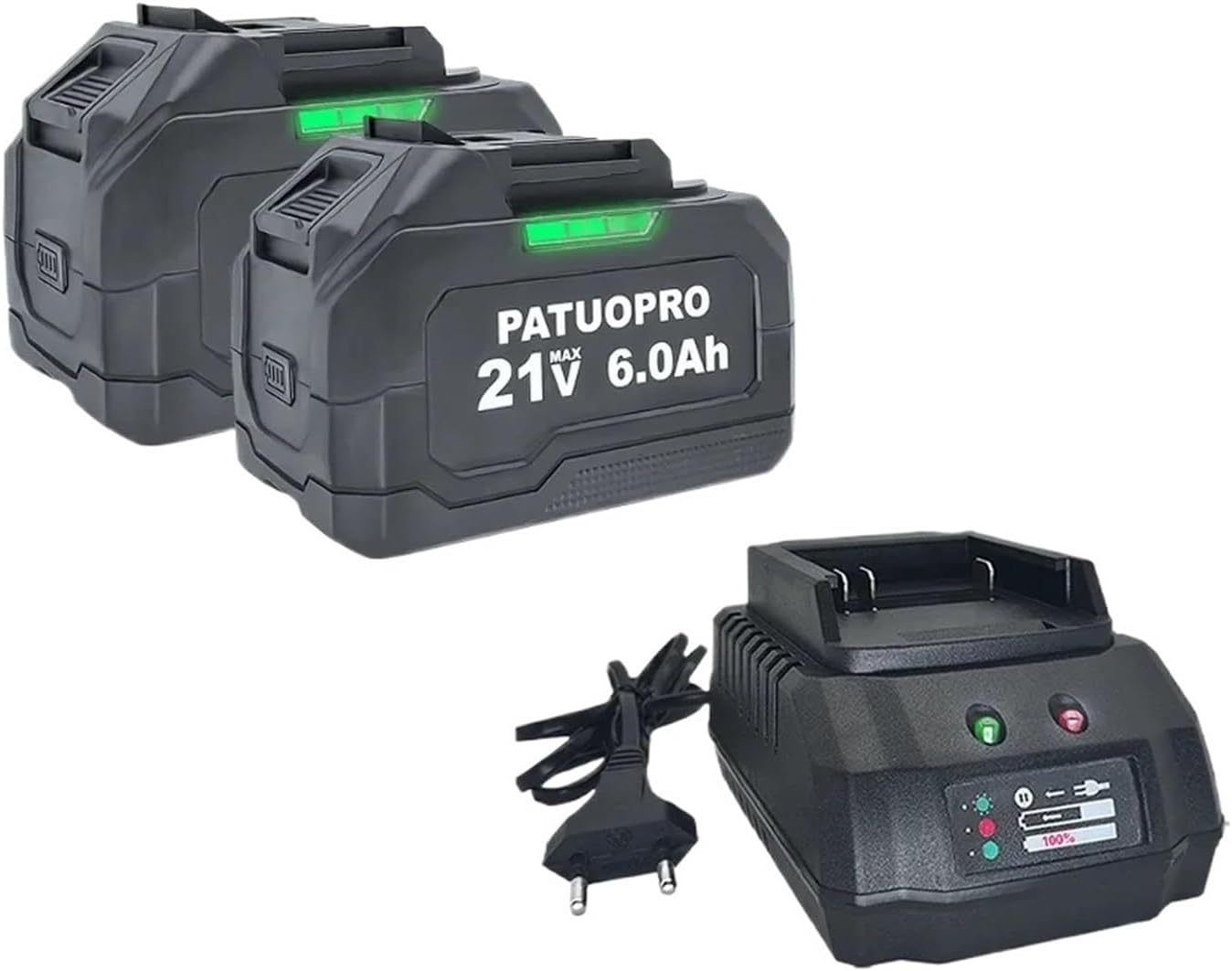 18V Rechargeable Lithium Ion Battery (2.0Ah/4.0Ah/6.0Ah) - Compatible with Makita Cordless Tools: Wrench, Saw, Drill, Grinder, Screwdriver(2-6.0Ah and Charger)