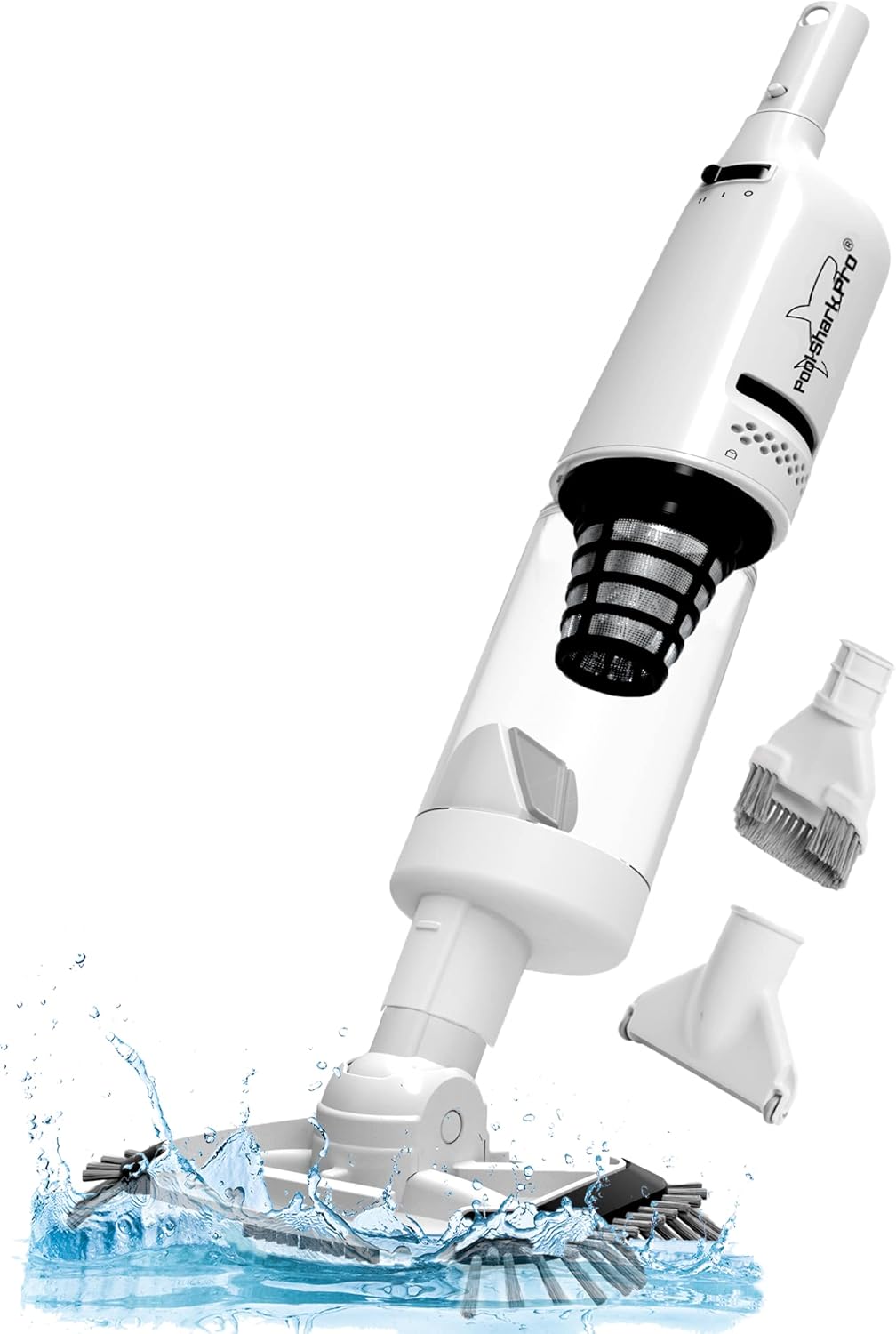 POOL SHARK Pro Cordless Pool Vacuum 1.5 Hours Strong Suction for Deep Pool Cleaning, Handheld Rechargeable Swimming Pool Cleaner with Roller and Heavy Duty Brushes for Inground and Above Ground Pools