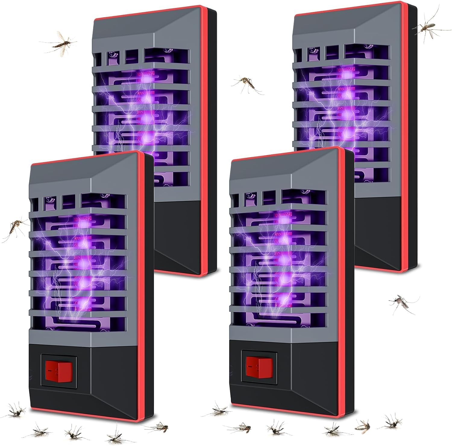 4 Pack Plug in Bug Zapper Indoor for Flying Insect Mosquito, Electronic Mosquito Zapper Gnat Traps with LED Light for Patio, Bedroom, Kitchen, Office (4, gray)