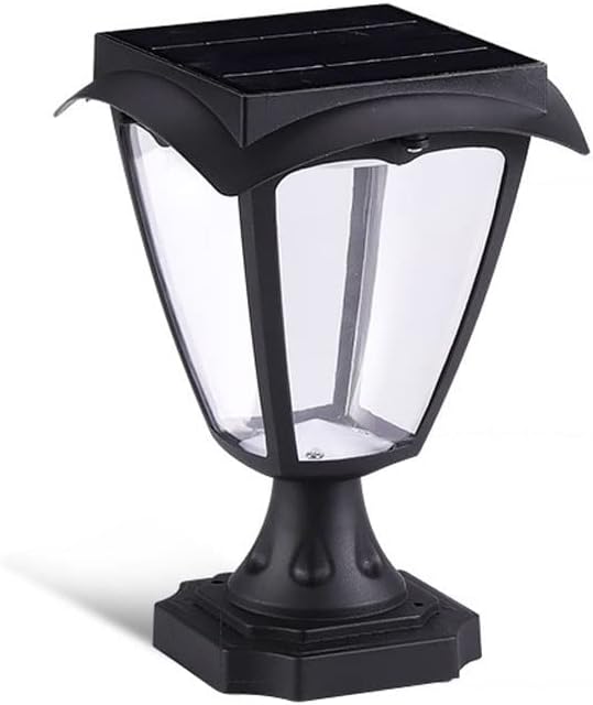 Black Finish, Solar Four Corners Flat Head Outdoor Post Lantern, Waterproof LED Pillar Light, Intelligent Light Control LED Column Lights, Doorpost Lights Suitable for Steps, Walls, Aisles