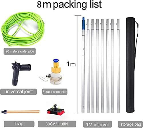 5-12m Window Cleaning Pole, Window Cleaner Kit, Water/Hose Fed Pole, Brush Equipment for Window Cleaning, Solar and Photovoltaic Panel Cleaning
