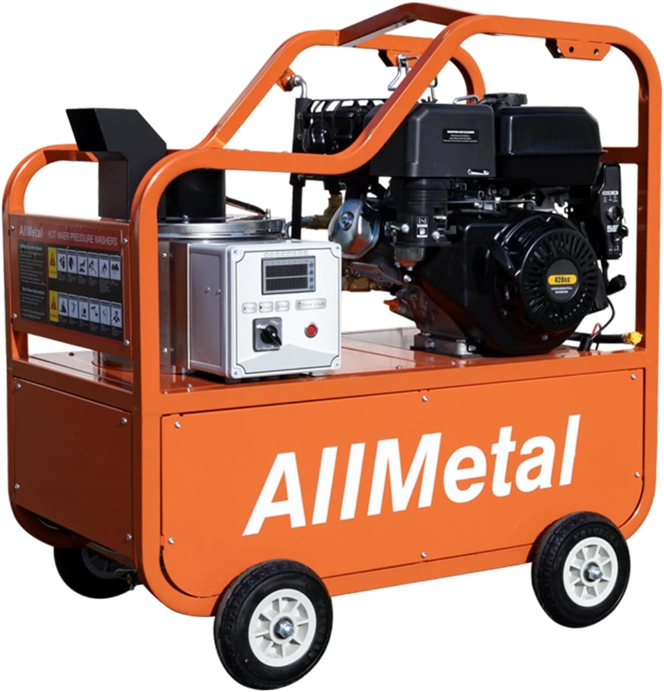 4000 PSI Hot Water Pressure Washer, 4.0 GPM, 420cc Gas Engine with AR Pump, Commercial Heavy-Duty Power Washer for Trucks, Machinery, Concrete, Industrial Grease Removal