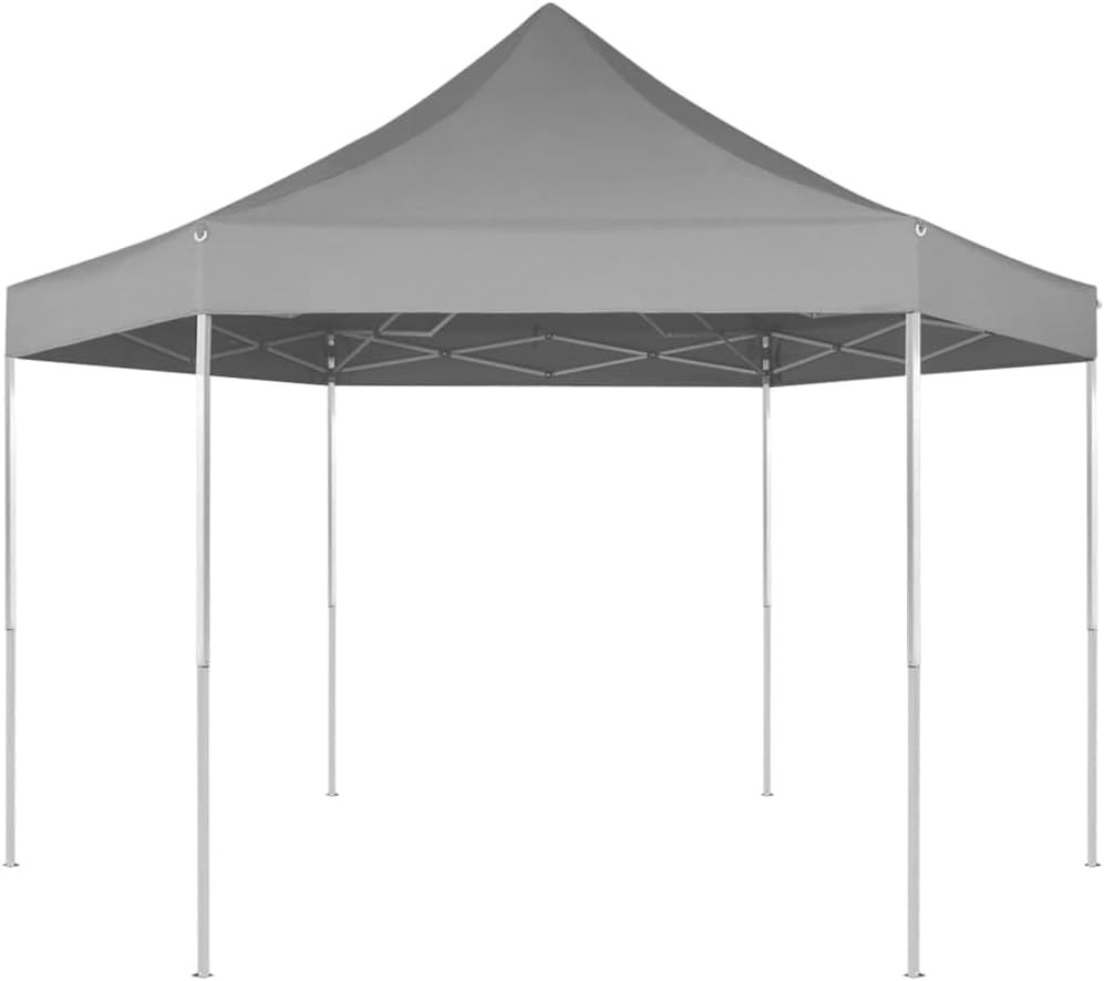Hexagonal Pop-Up Foldable Marquee Gray 11.8'x10.2',Pop Up Gazebo Tent Durable Sun Shelter for Outdoor Events (Parties, Weddings, BBQs) Outdoor Structures, Outdoor Canopies, Gazebos