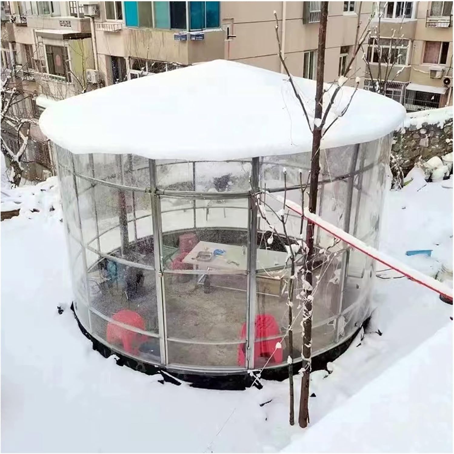 Polycarbonate Greenhouse Panels, All Weather Transparent Polycarbonate Roof Panels Sheet Rainproof Arch Shaped Greenhouse for Outdoor Garden Covering Canopy(4x23ft/1.22x7m)