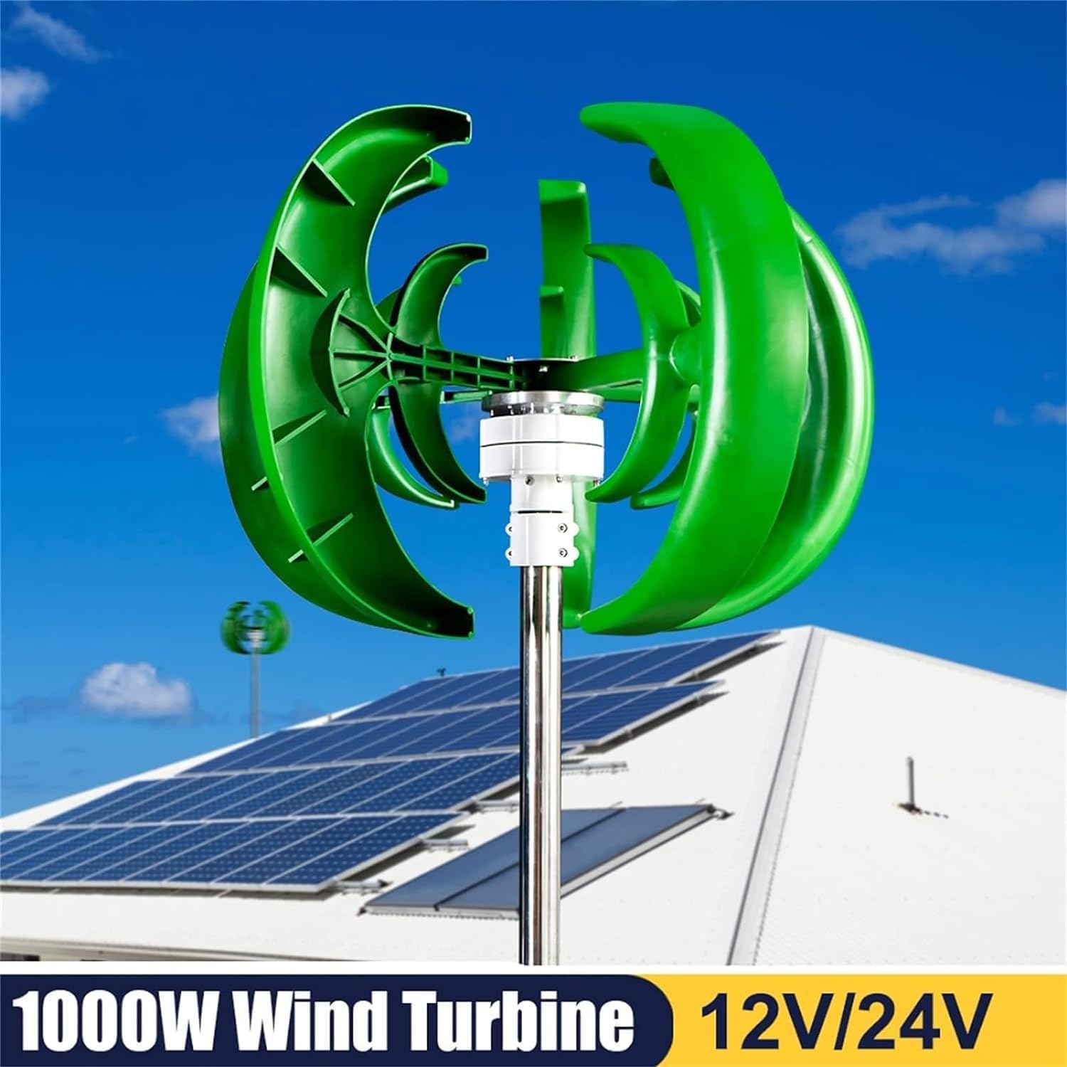 CHRISK 1000W Green Lantern Wind Turbine High Efficiency and Low Noise 5 Blade Wind Turbine with Controller