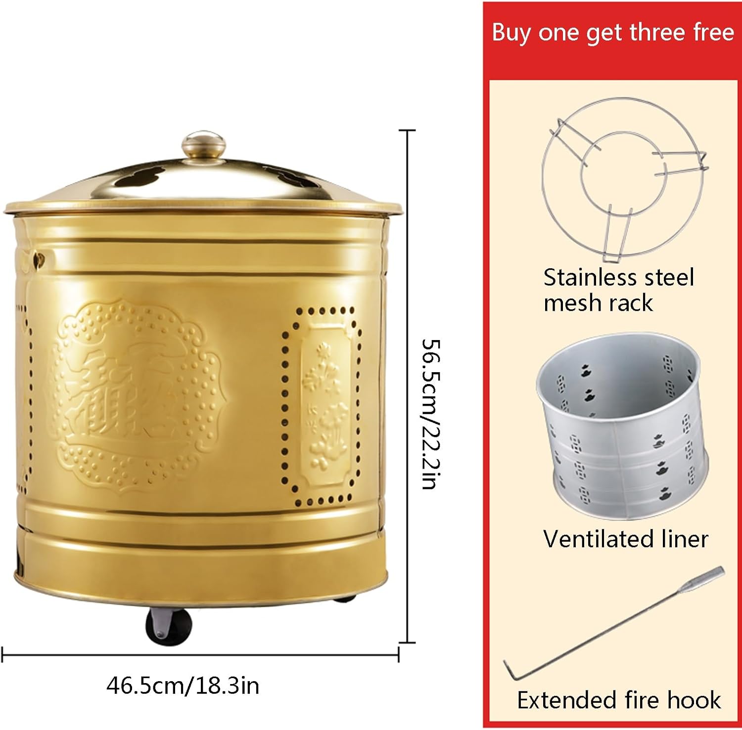 Garden waste incinerator，Stainless Steel Burn Barrel，waste incinerator，Stainless Steel Burn Barrel, Outdoor Fire Pits With anti-scalding handle,burn barrel trash，Fire Pit With liner ，outdoor, park(46.