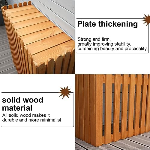 Cover for Outdoor Wooden Air Conditioner Cover - Decorative & Protective Noise Reduction, Shelf Plant Stand & Garden Pear Color