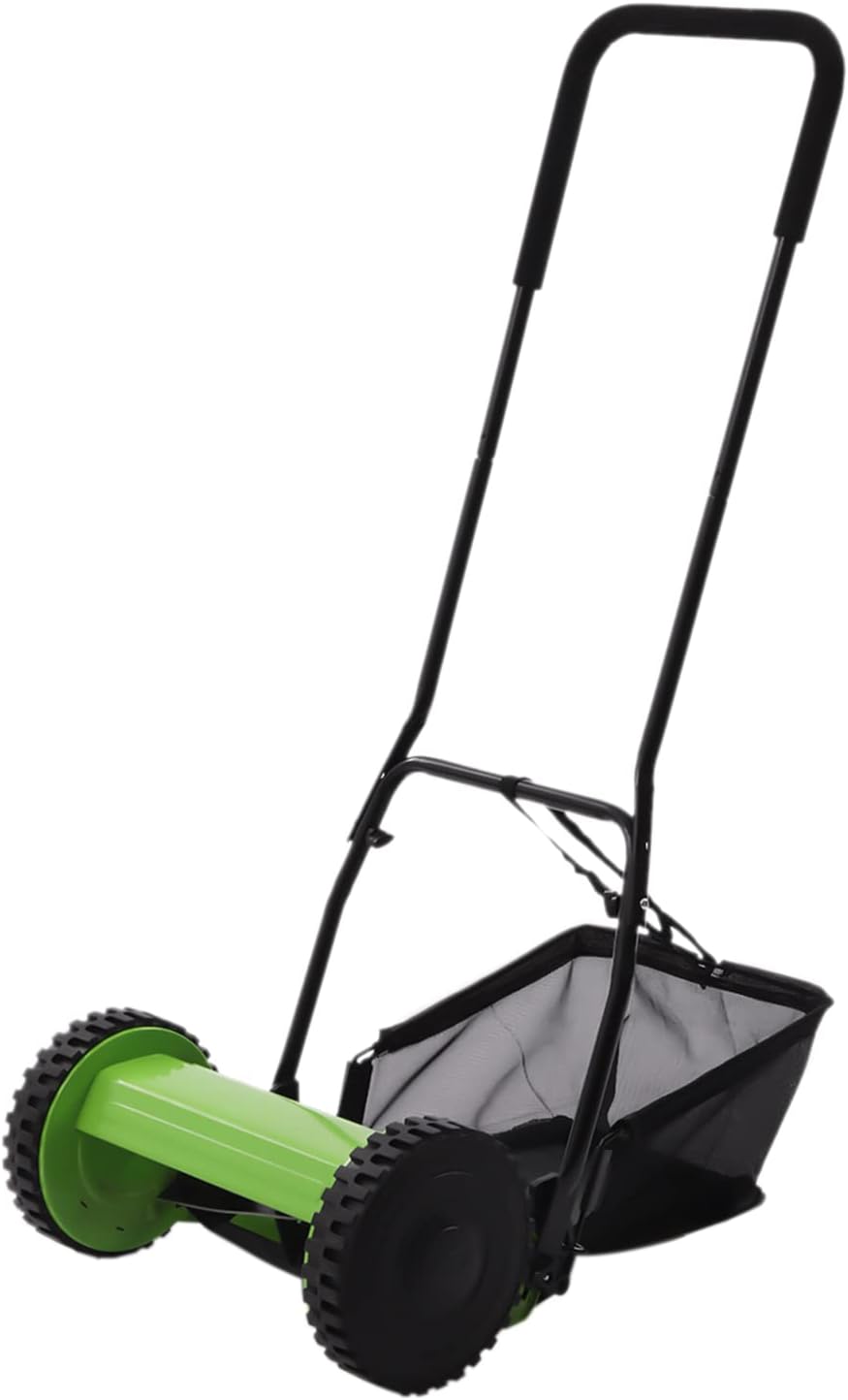 Push Reel Manual Lawn Mower 12-Inch 5-Blade,Adjustable Cutting Height/6-Gallon Removable Grass Catcher Push Lawn Mower,Walk-Behind Lawns Mower for Courtyards, Park Greenings