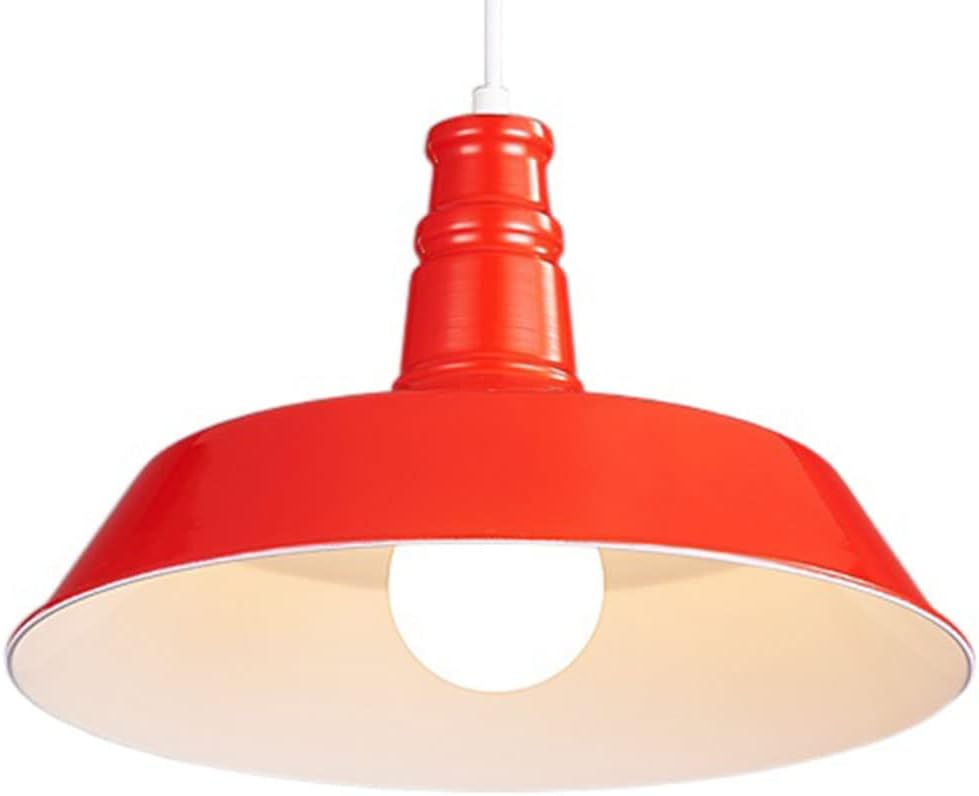 Modern Pendant Light Fixture Farmhouse Kitchen Bedroom Lighting Metal Shade Indoor Outdoor Hanging Chaner Pendant Lamp Industrial Ceiling Mount Lamp (Orange M)