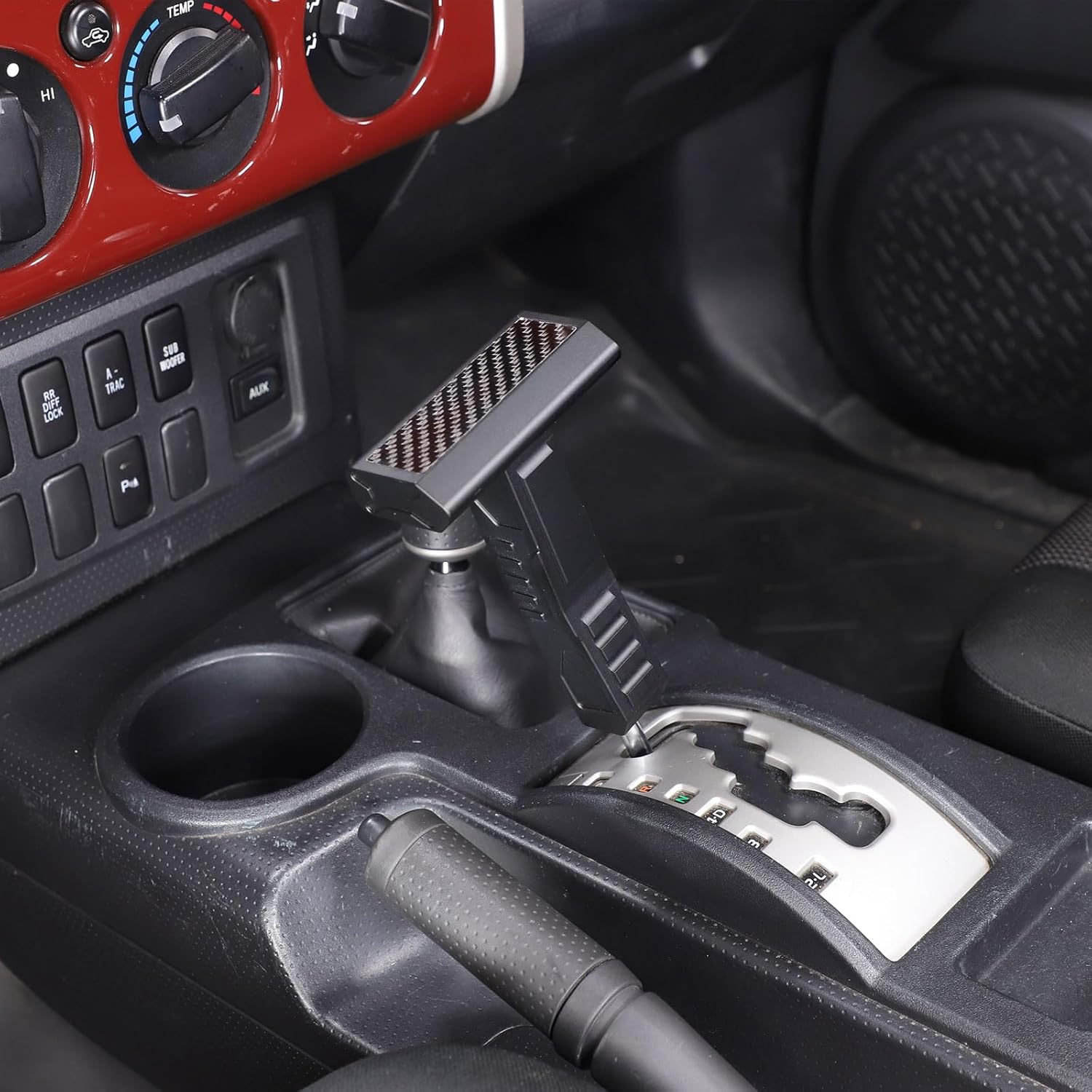 Car Gear Shift Knob Head Lever Replacement Kit Compatible with Toyota FJ Cruiser 2007-2021+, 2PCS Center Console Gear Stick Differential Shifter Drive Mode Shift Knob Handle Lever Adapter Accessories