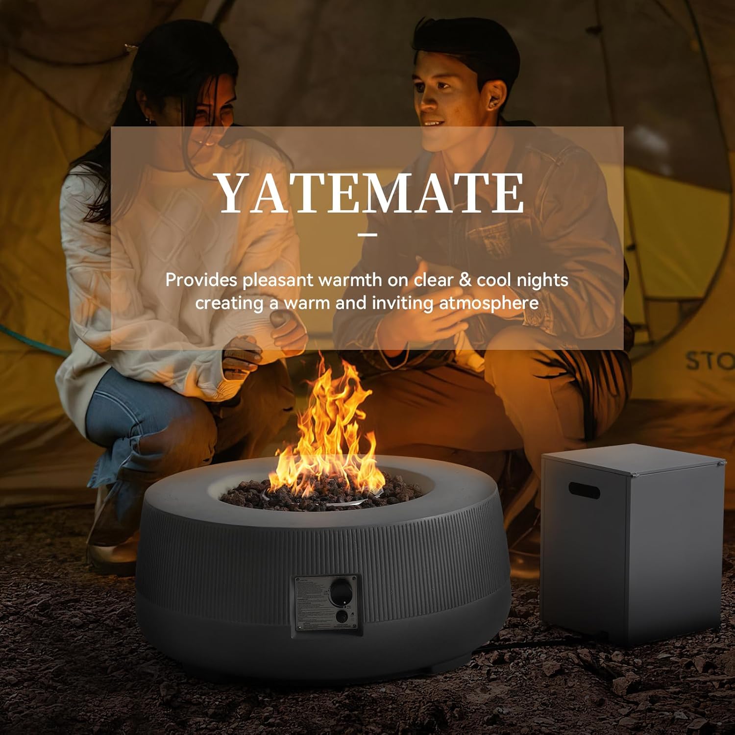 36'' Outdoor Propane Firepit Table Set, Round Gas Fire Pit, 50,000 BTU with Tank Holder