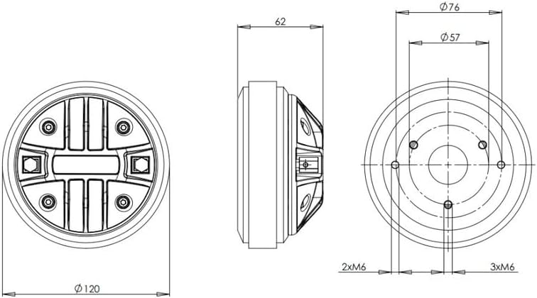 B&C Speakers DRV250TN-8 1-inch Throat Bolt on Driver Compression 120 Watts 8 Ohms PRO Audio Systems. Compact (Requires Horn) Includes Hardware