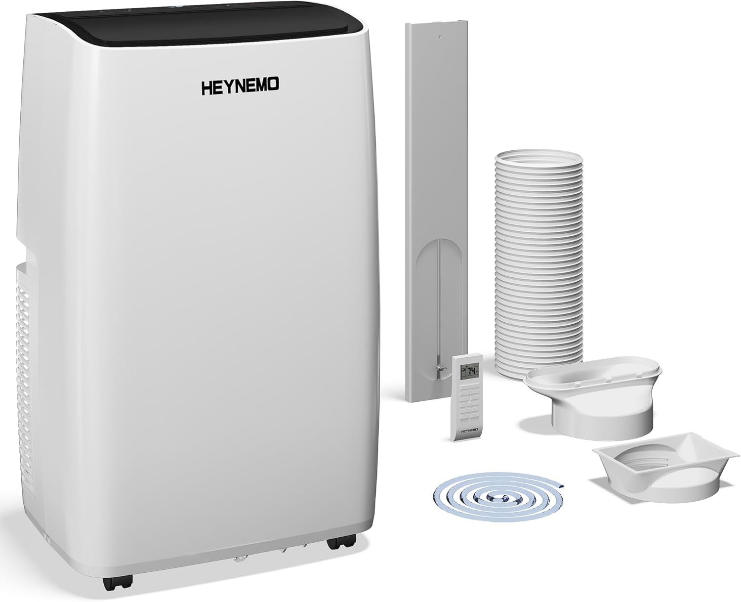 Heynemo 14,000 BTU 3-in-1 Portable Air Conditioner with Heat, Dehumidifier & Fan, Smart WiFi Control, Quiet AC for Bedroom, Office, Living Room, Easy Install, White