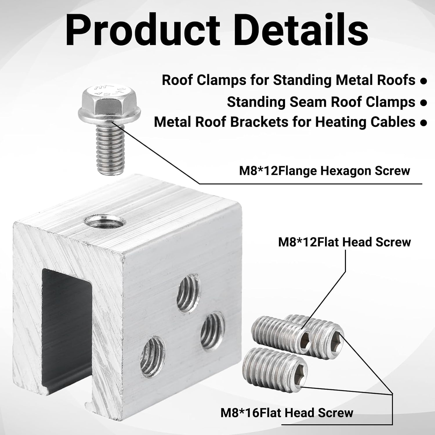 Tandefio 24 Sets Roof Clamp for Standing Metal Roof Standing Seam Bracket Clamp for Heat Cable Snow Guards Solar Panels Module Installation