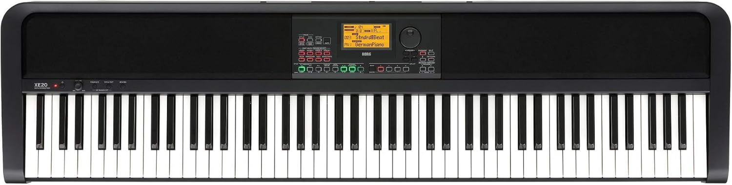 Korg XE20 88-Key Natural-Touch Digital Ensemble Piano Bundle with Keyboard Stand, Piano Bench, and Learning Book/CD (4 Items)