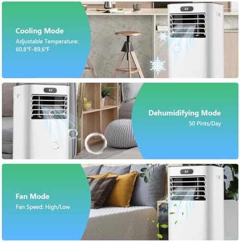 DORTALA Portable Air Conditioner 10000BTU, 3-in-1 AC Unit with Remote Control, Dehumidifier, 24H Timer, Window Kit, Standing AC Cooling Unit for Home Office, White