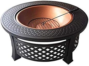 Outdoor Patio Steel BBQ Grill Fire Pit Bowl w/Spark Screen Cover,Log Grate,Poker