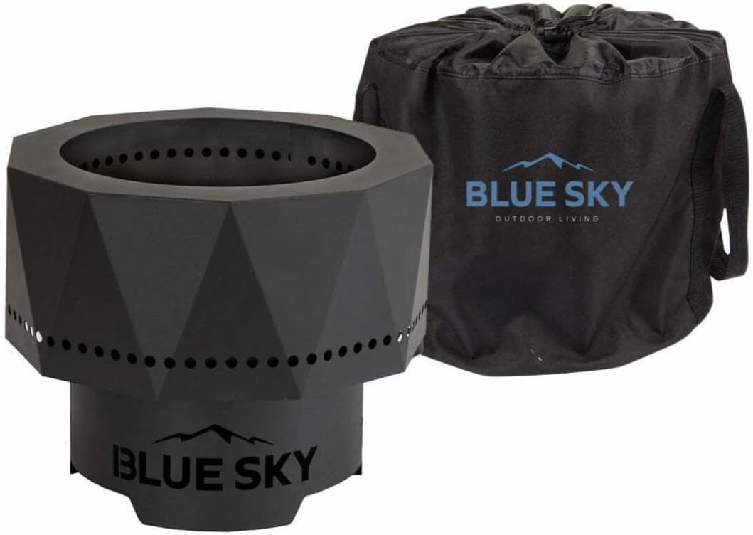 Blue Sky Outdoor Living Ridge Portable Fire Pit, Portable Smokeless Fire Pit with Carrying Bag, Black