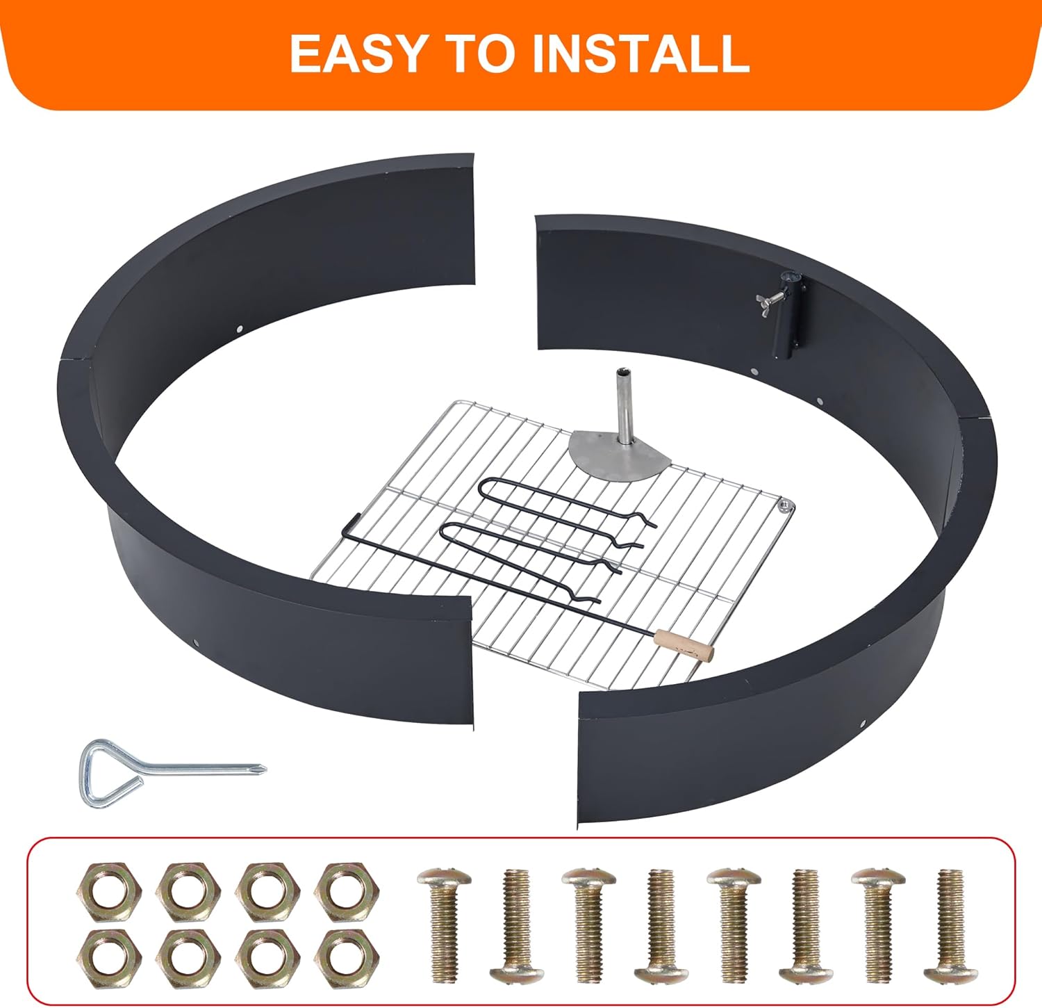 36 inch Inner Fire Pit Ring, Outdoor 2.5MM Steel Firepit Ring Large Bonfire Fire Pit Insert Round, Above In-Ground Fire Pit, Outside Wood Burning DIY for Camping Garden Patio