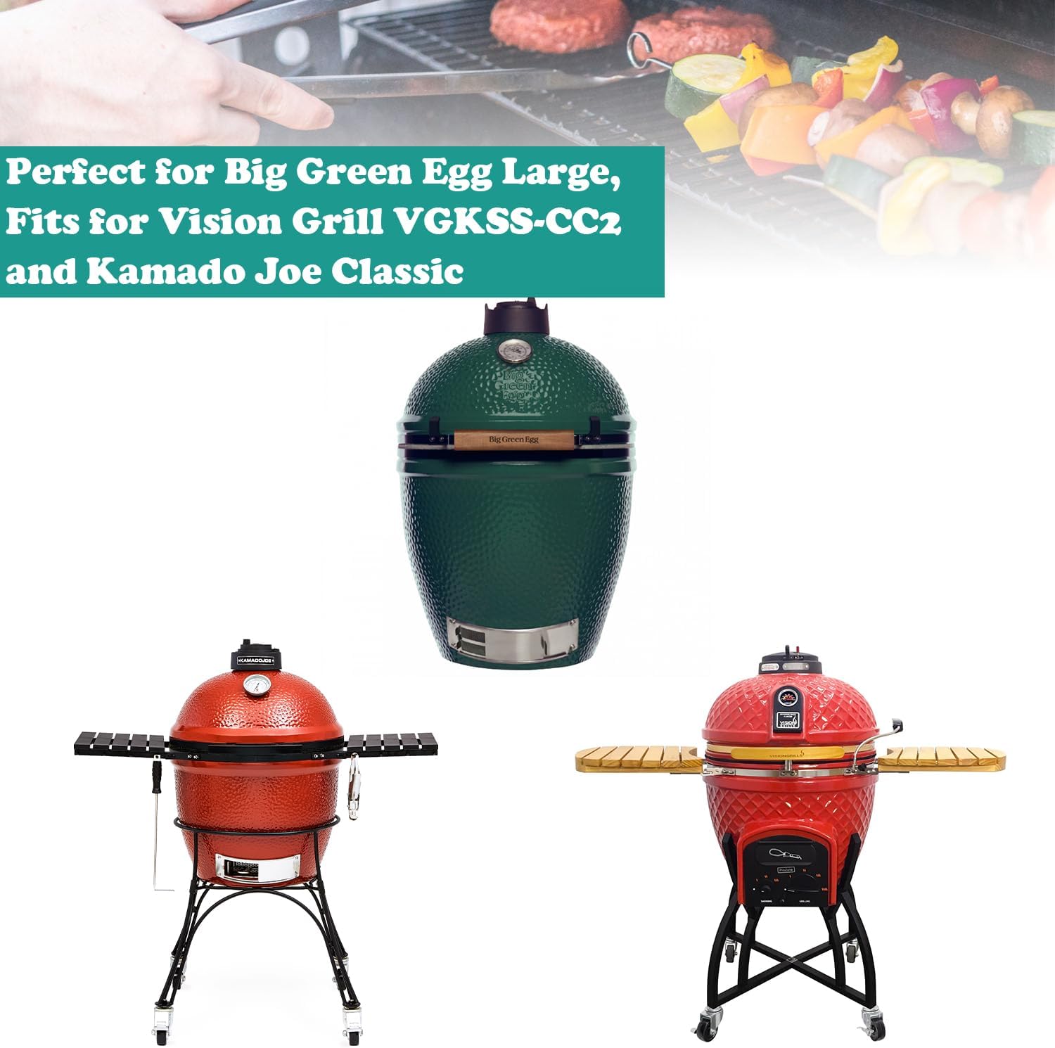 Full Size Griddle for Big Green Egg Large, Flat Top Griddle for Vision Grill VGKSS-CC2, B-11N1A1-Y2A Kamado Joe Classic, Fits Other 18 inch Kamado Charcoal Grills Accessories